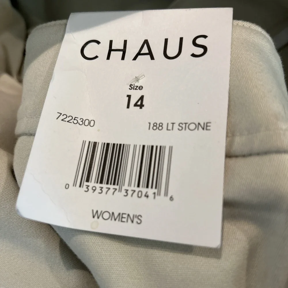 CHAUS Vintage Women's Wide Leg Crop Culotte Gaucho Pants Size 14 Stone Khaki NWT